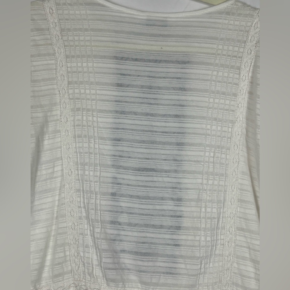 Lucky Brand Top Blouse Boho White Blue Embroidered Peasant- S - Picture 11 of 12